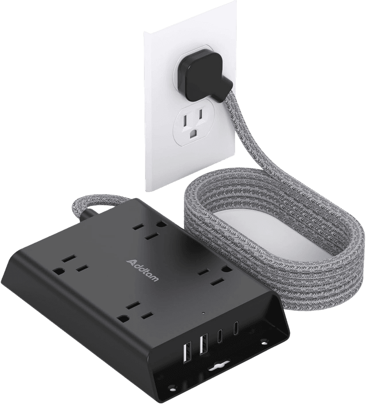 5ft Flat Plug Surge Protector Extension Cord w/ 4 USB Ports