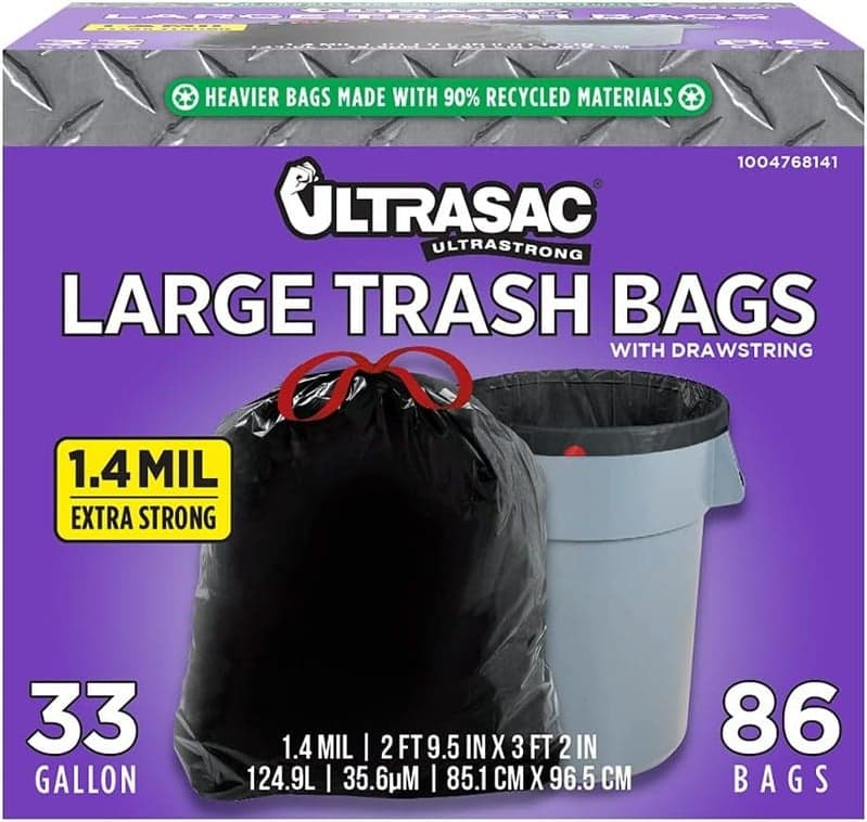 Large Heavy Duty Drawstring Trash Bags 33 Gallon