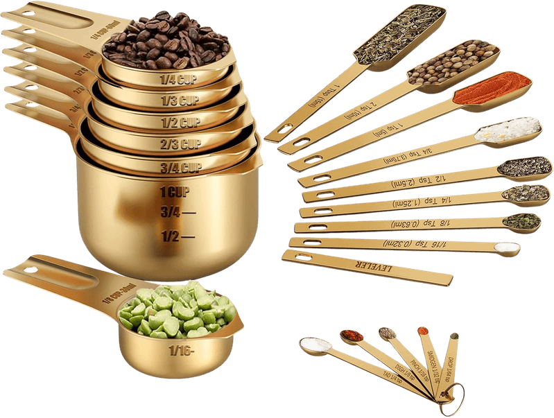 Copper Plated Measuring Cups & Spoons Set