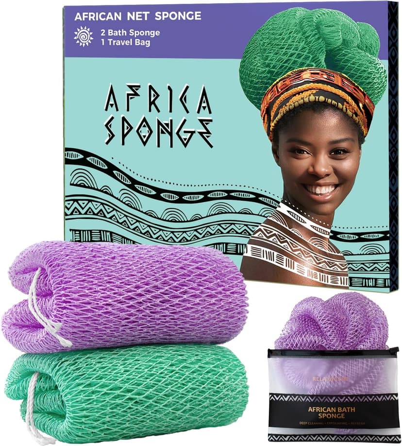 African Exfoliating Net Sponge w/ Knots 2 Pack