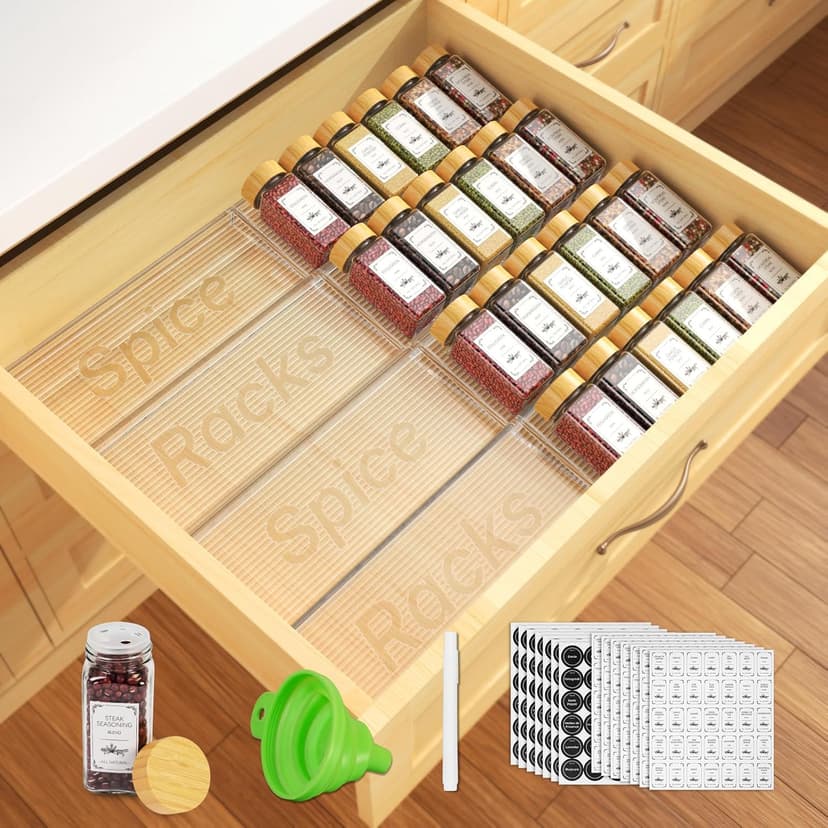 Spice Jars with Spice Drawer Organizer